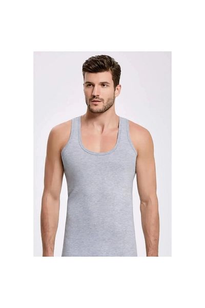 QULAT 3 Pack Men's Cotton Strap Undershirt Gray