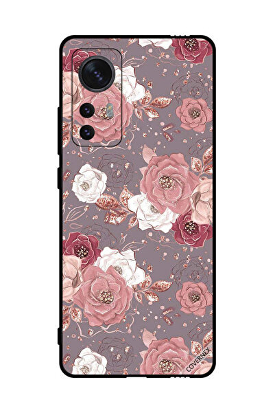 Covernex غطاء حماية لهاتف شاومي 12 بنمط زهور بلون الشوكولاتة