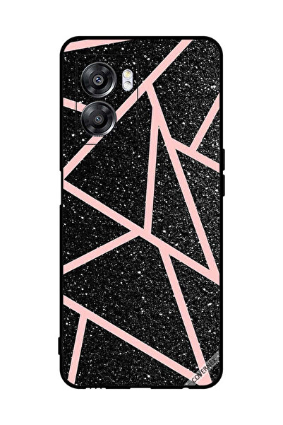 Covernex غطاء حماية لهاتف Oppo A57 - أسود لامع، بنقشة مسارات وردية فاتحة