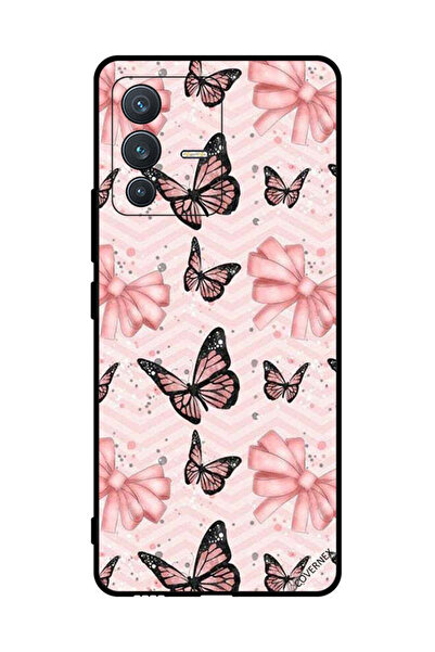 Covernex غطاء حماية لهاتف فيفو V23 5G - فراشات باللونين الأسود والخوخي