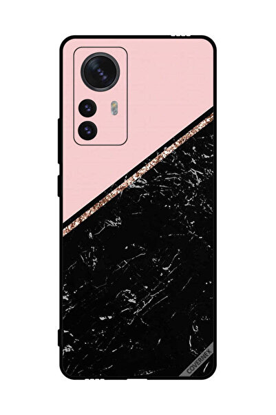 Covernex غطاء حماية لهاتف شاومي 12 برو - رخامي أسود وشريط ذهبي