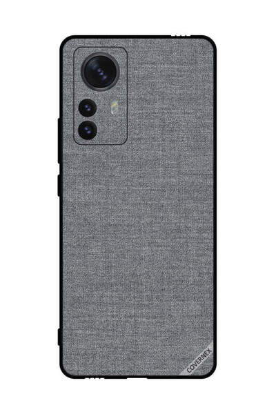 Covernex Protective Case Cover For Xiaomi 12 Pro Grey Cloth Pattern