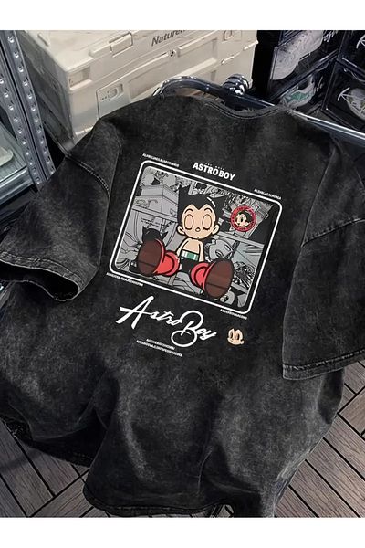 Touz Moda AstroBoy Anime εμπριμέ πλενόμενο Vintage Unisex Oversize T-shirt