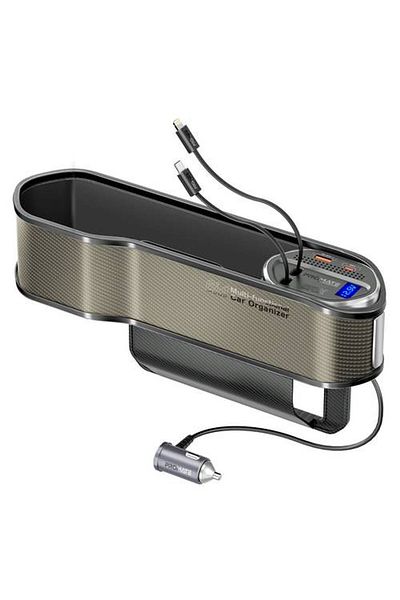 Promate Multifunctional Car Organizer with Powerful 65W Charging Station