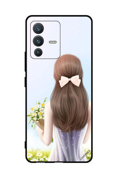 Covernex غطاء حماية لهاتف فيفو V23 5G فتاة جميلة تحمل الزهور