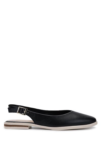 Tamer Tanca Women's Genuine Leather Black/Cream Ballerina Shoes