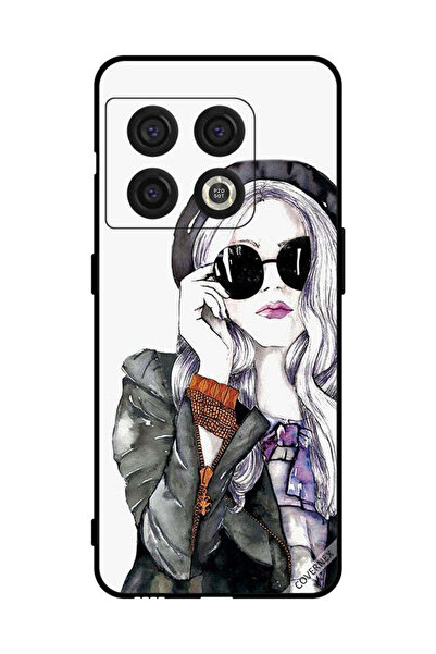 Covernex غطاء حماية لهاتف OnePlus 10 Pro أسود من الزجاج بتصميم فتاة لطيفة