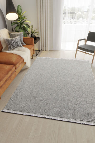 Livset Yumuşak Bukleli Gri Halı Oturma Odası Salon Mutfak Koridor Antre Balkon Çocuk Odası Halısı K145a