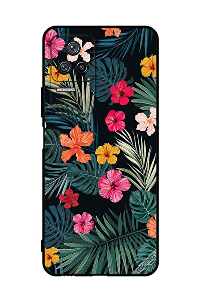 Covernex غطاء حماية لهاتف شاومي ريدمي K40S - زهور متعددة الألوان وريش أخضر داكن
