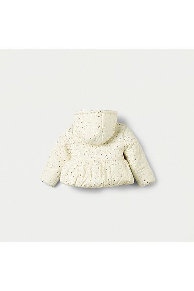 Juniors All-Over Heart Print Hooded Heavy Jacket with Long Sleeves