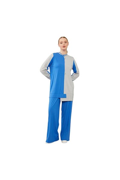 Levidor Saks - Gray Double Color Stone Laced Sports Suit