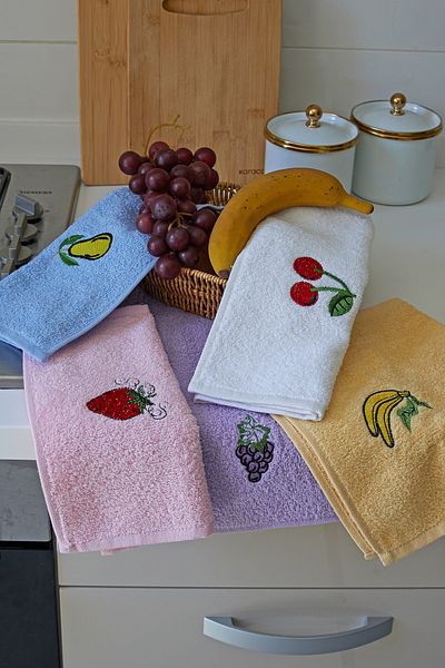 Güvenal Комплект кухненски кърпи Frutti от 5 броя 30x50 см | Кухненска кърпа | Кърпа за сушене | Кърпа за ръце | Зестра |