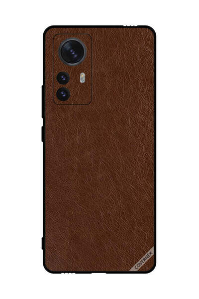Covernex Protective Case Cover For Xiaomi 12 Pro Dark Brown Leather Pattern