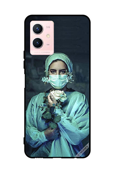 Covernex غطاء حماية لهاتف vivo Y33s 5G ممرضة تحمل زهرة