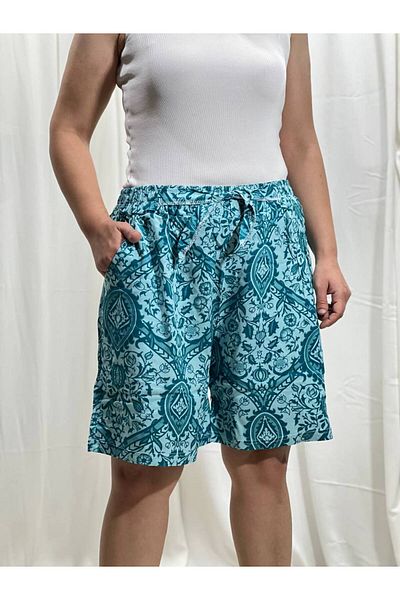 LİFERA Lifera Large Size Patterned Woven Viscose Shorts