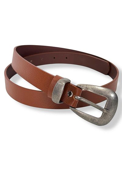 Gesa Men's 100% Genuine Leather Tin Plated Buckle Old Money Tan Belt 2.5 cm