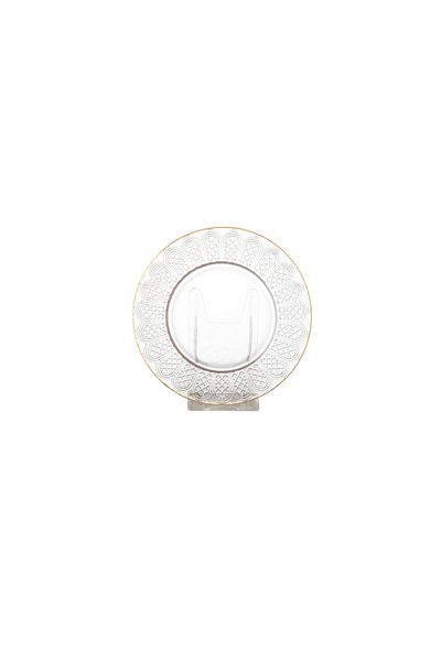 Dania Set of 6 Dessert Glass Plates with Metal Stand, Plate Size 15 cm