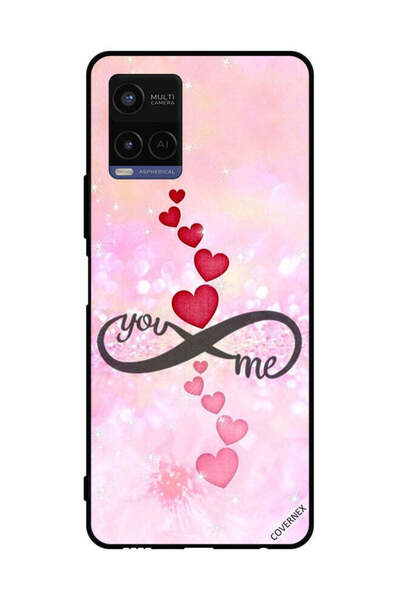 Covernex غطاء حماية لهاتف فيفو Y21 - قلوب حمراء ووردية - يو إنفينيتي مي