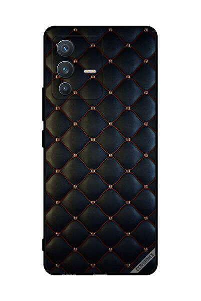 Covernex غطاء حماية لهاتف فيفو V23 5G مطبوع عليه نقشة قماشية سوداء
