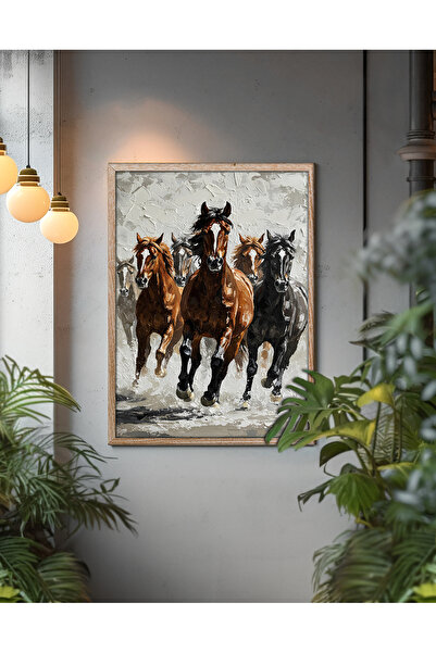 alphobitasarım Артистичен дизайн в стил маслена живопис - Диви коне - единичн...
