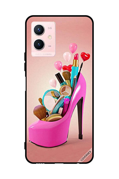 Covernex Protective Case Cover For vivo Y33s 5G Pink Shoe With Makeup Items