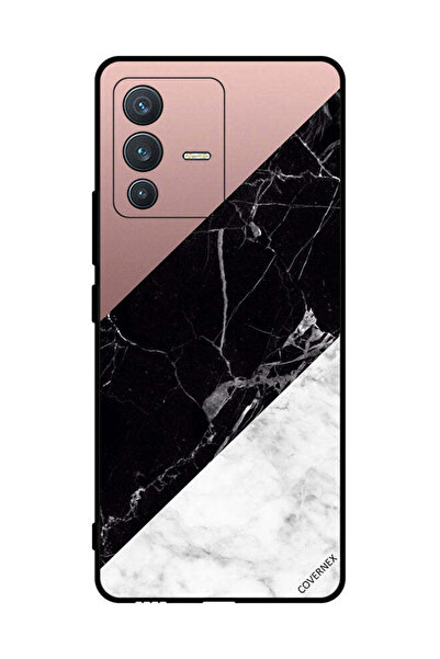 Covernex غطاء حماية لهاتف فيفو S12، أبيض وأسود، الجزء العلوي من الرخام، بنمط ...