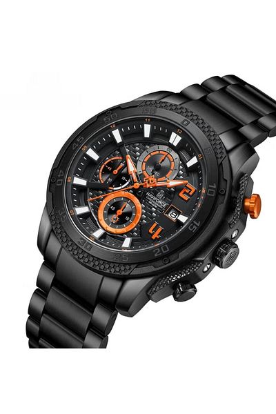Naviforce Chronograph Sports Watch with Multi Function Display Stainless Steel Strap Water Resistant