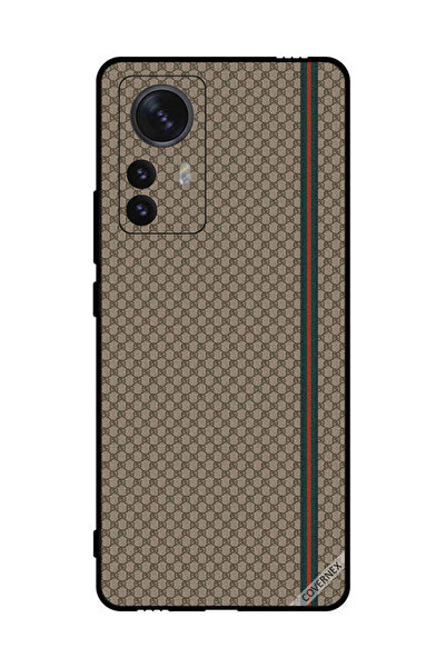 Covernex غطاء حماية لهاتف شاومي 12 برو بخطوط حمراء وخضراء على نمط بني