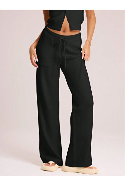 LAUSRA Pantaloni negri pentru femei, mărime mare, largi, cu croială lejeră, A...