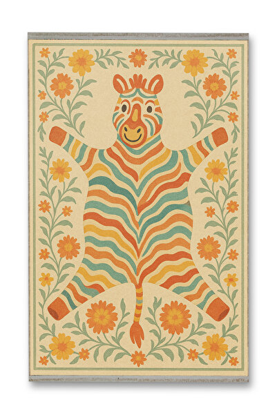 Rugs Modern Halı MOSSO Κίτρινο Πράσινο Χαριτωμένο Διακοσμητικό Χαλί με Ζέβρες...