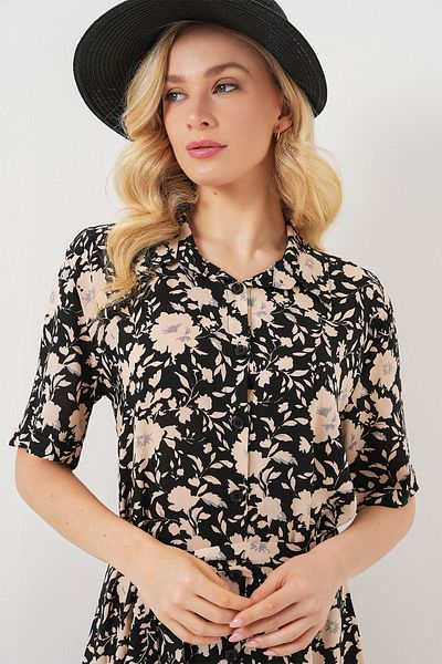 Bigdart Women's Short Sleeve Patterned Dress 2560 - Black