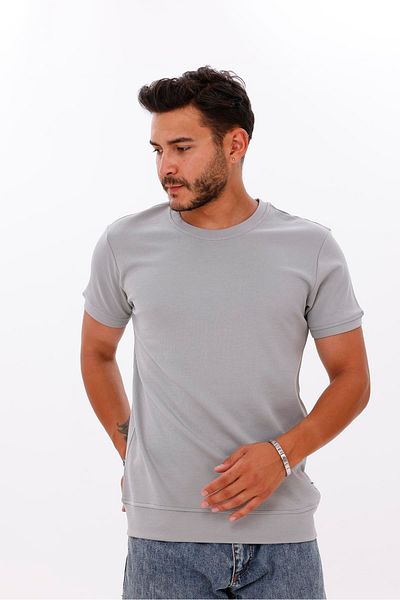 yakamor Men's Skirt Sleeve Ribbed Doubleface Tshirt