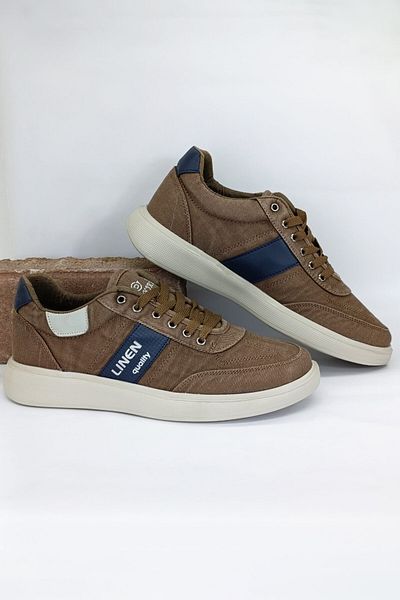 Ayakkabı Durağı Non-Yellow Sole Men's Linen Casual Shoes Brown