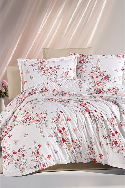 GARDEN ROOM طقم غطاء لحاف مفرد مع ملاءة مطاطية HIRA بيج