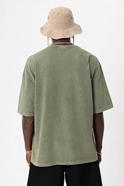 VAMOSCLO Πλενόμενο μπλουζάκι Oversize Basic Χακί