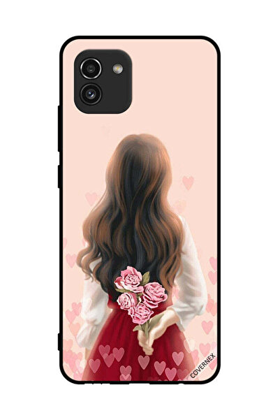 Covernex غطاء حماية لهاتف سامسونج جالاكسي A03 فتاة تخفي الزهور