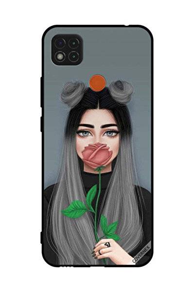 Covernex غطاء حماية لهاتف شاومي ريدمي 10A، فتاة لطيفة تخفي فمها على شكل وردة