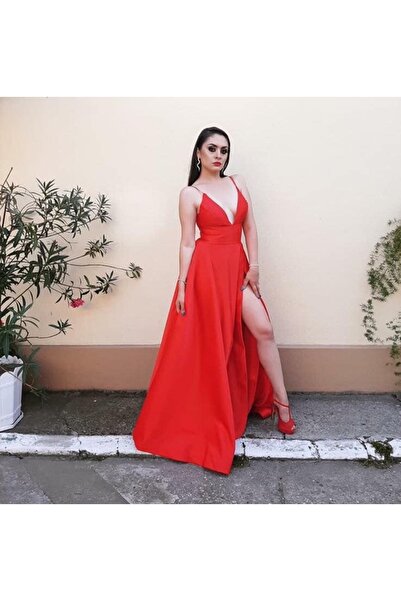 Atmosphere Fashion Long red taffeta dress