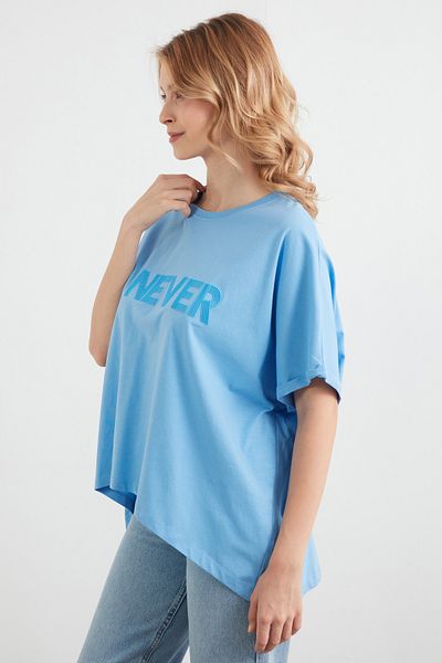 Fulla Moda Tricou supradimensionat cu inscripție Never