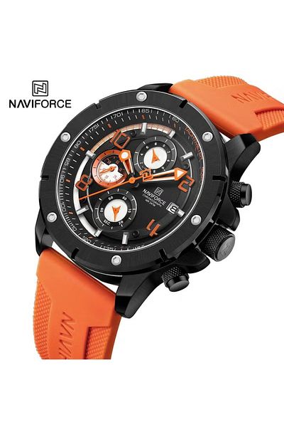 Naviforce Chronograph Sports Watch with Multifunction Dial Silicone Strap and Water Resistant