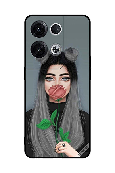 Covernex Protective Case Cover For Oppo Reno8 Pro+ Cute Girl Hide Mouth On Rose