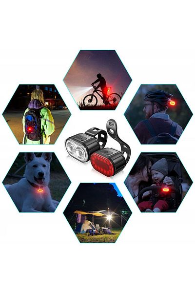 NewEvo Bicycle Light Set, Front And Rear Bicycle Headlight, Usb Rechargeable With Battery