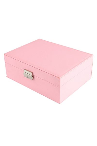 OEM Cutie organizare bijuterii din piele ecologică, cu 2 compartimente, cu încuietoare, Roz