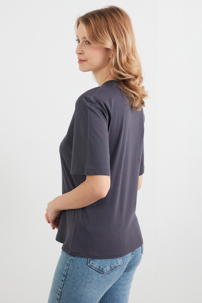 Fulla Moda Crew Neck T-Shirt with Butterfly Accessories