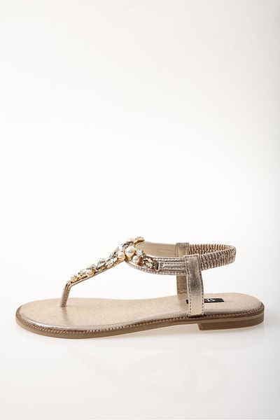5in1Canpolat Gold Glass Stone Sandals 214