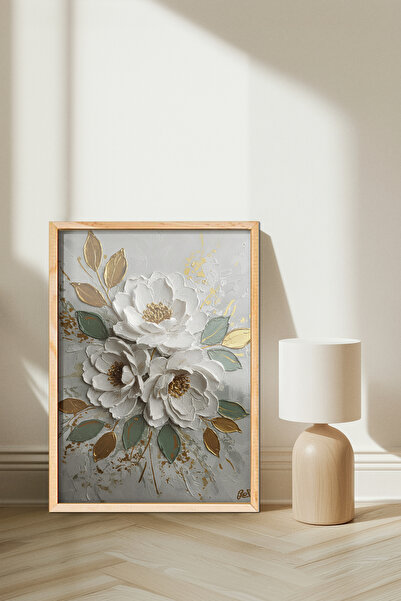 alphobitasarım Yağlı boya kabartma görünümlü çiçek tablosu