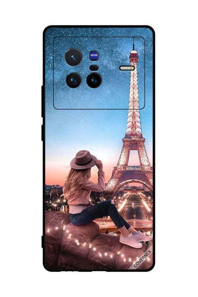 Covernex غطاء حماية لهاتف فيفو X80 - فتاة القبعة وبرج إيفل