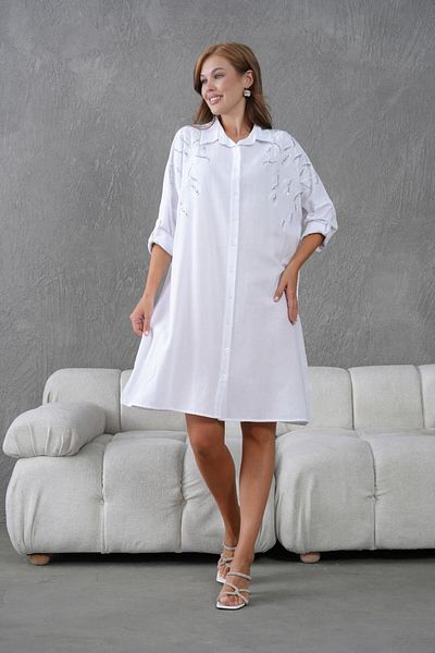 BURRASCA Oversize Linen Tunic with Embroidery