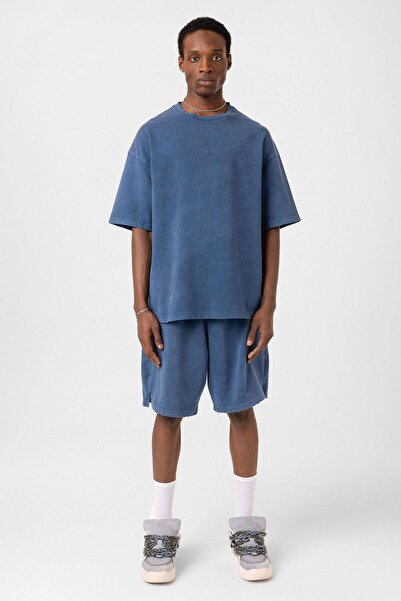 VAMOSCLO Βασικό σετ oversized σορτς που πλένονται Indigo