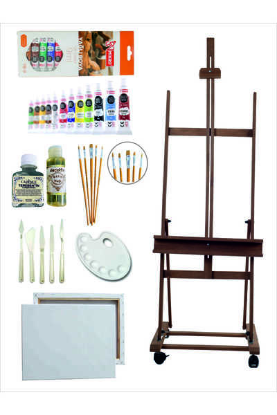 DECOLFİN Yağlı Boya Seti 1 Fırça Tuval Palet Resim Yağı